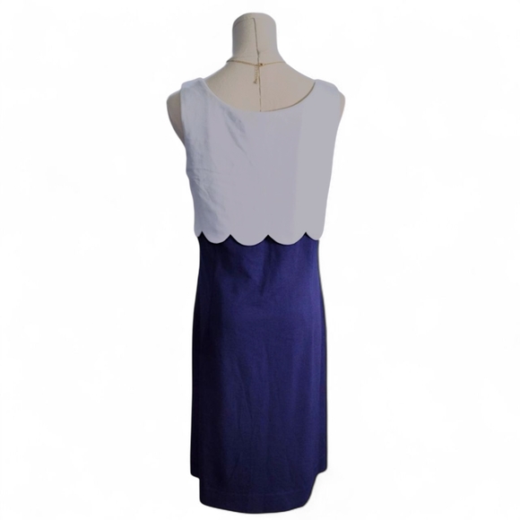Sara Campbell Navy Blue & White Scallop Dress Womens Size Small - Picture 6 of 11